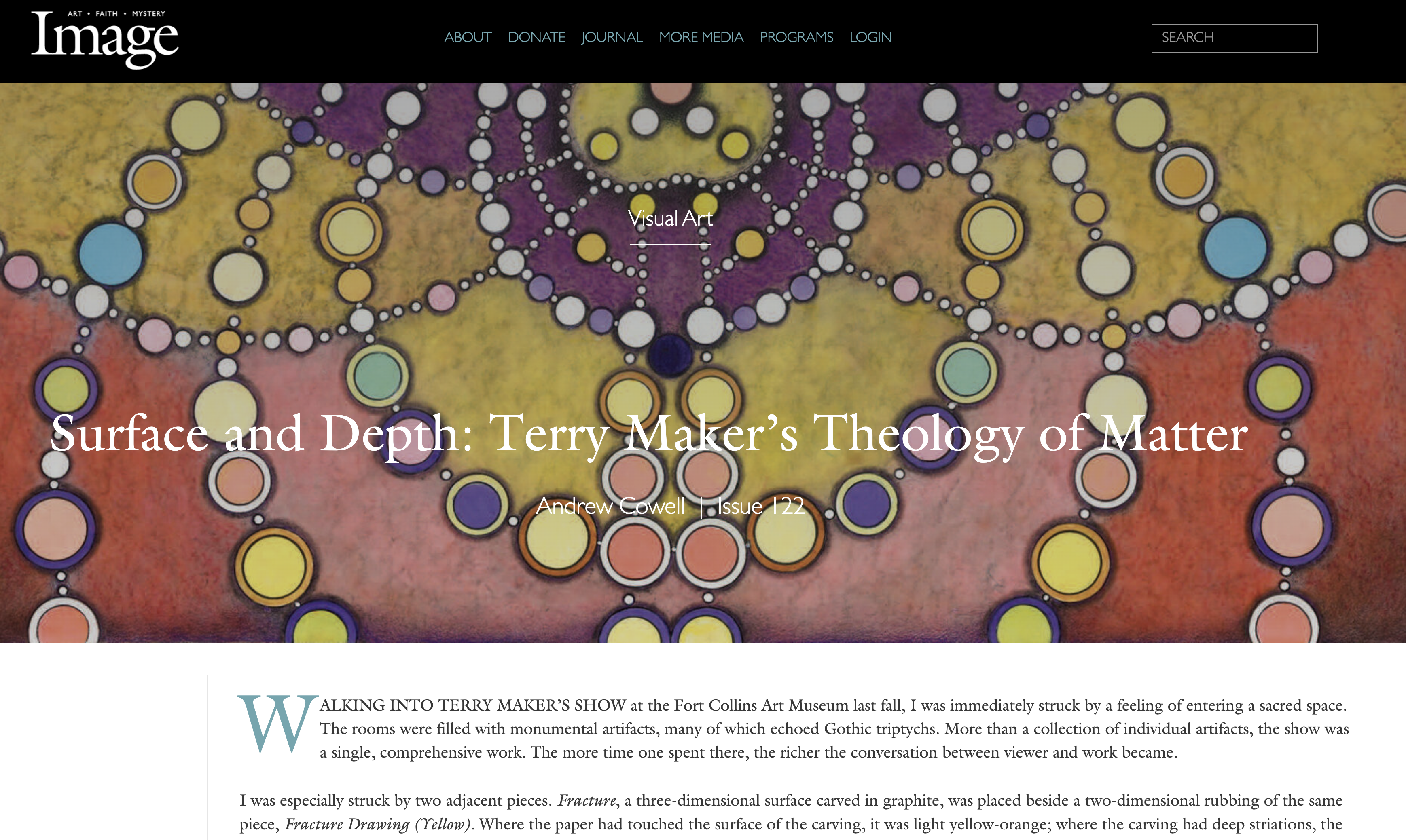 Image Journal - Surface and Depth: Terry Maker